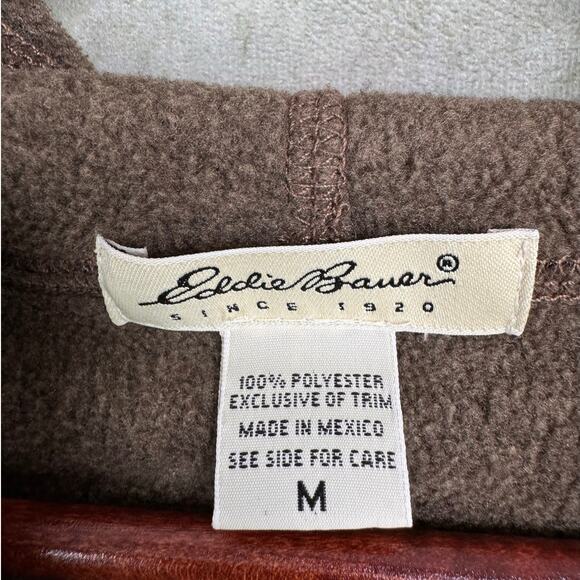 VTG Y2K Eddie Bauer Fleece Hoodie Sweatshirt Sz M Green Gray Pullover - Picture 4 of 7